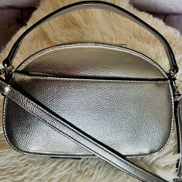 KARL LAGERFELD PARIS Metallic Silver Dome Crossbody Handbag—NWT - Picture 4 of 16